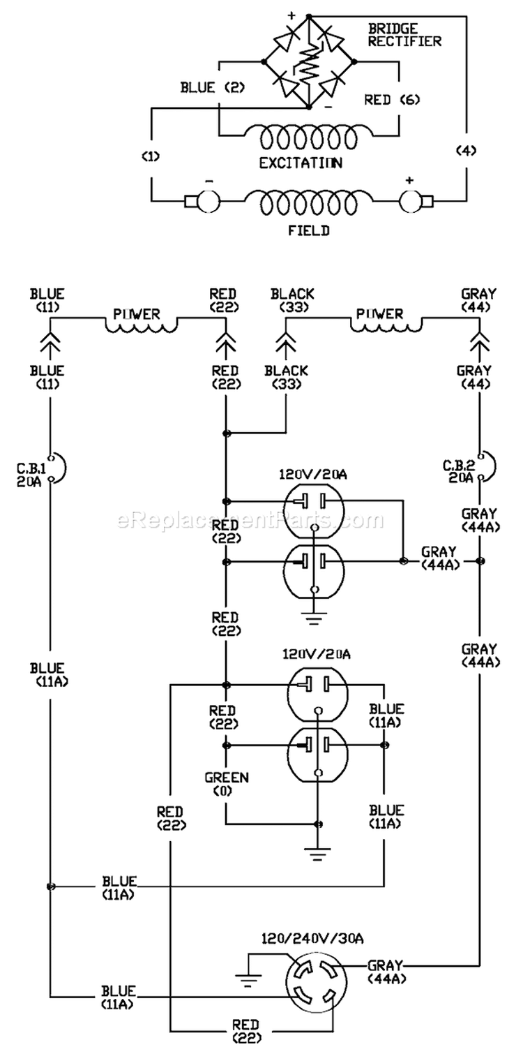 Page D Diagram and Parts List for 1646-2  Briggs and Stratton Generator